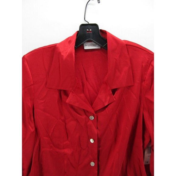 VINTAGE Jaclyn Smith Shirt Medium Classic Button Up Evenings Shiny NEW - Picture 2 of 13